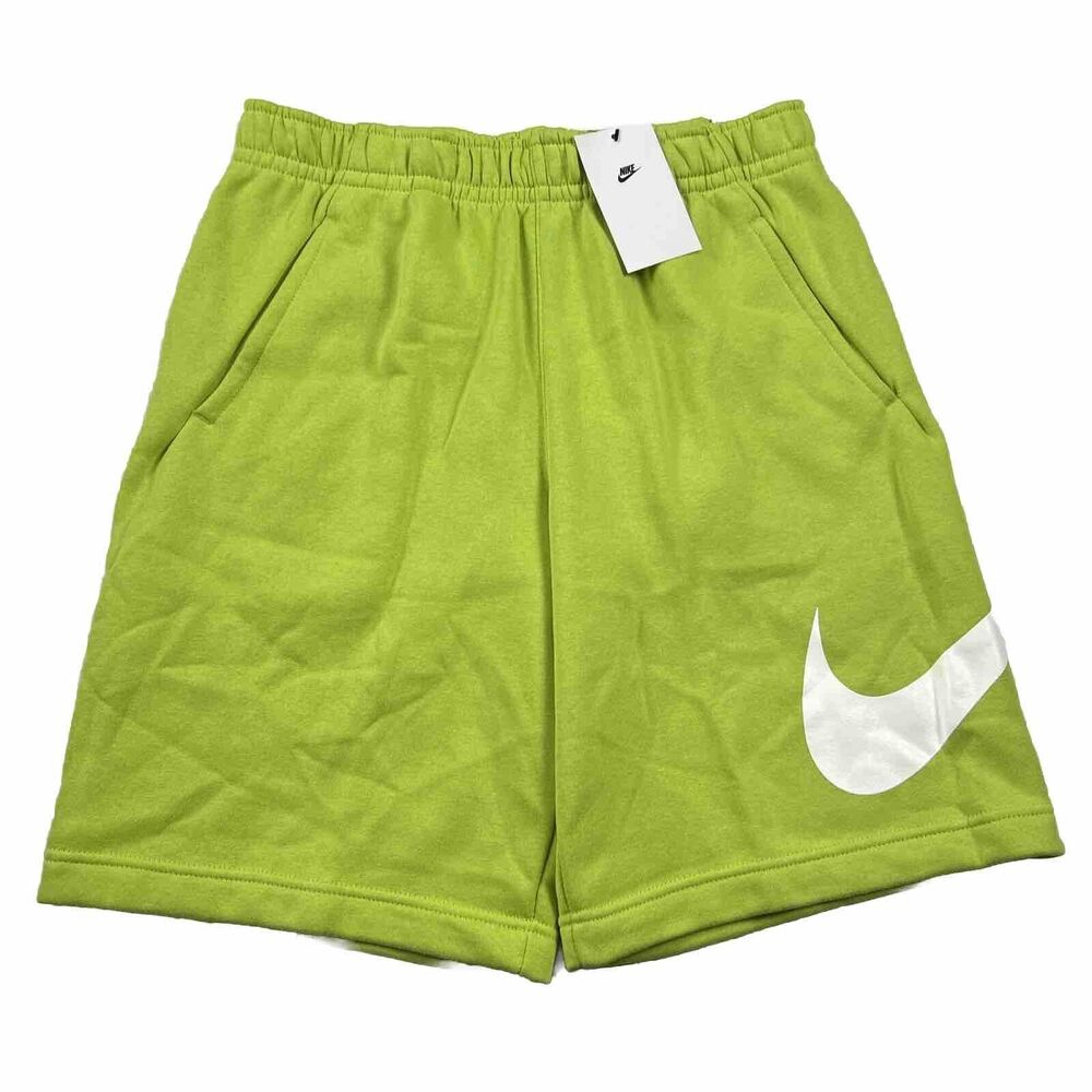 New Nike Sportswear Club Mens Graphic Fleece Sweat Shorts size S, Green Lime